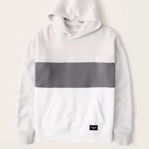 Abercrombie & Fitch Men’s large color block hoodie in grey & white